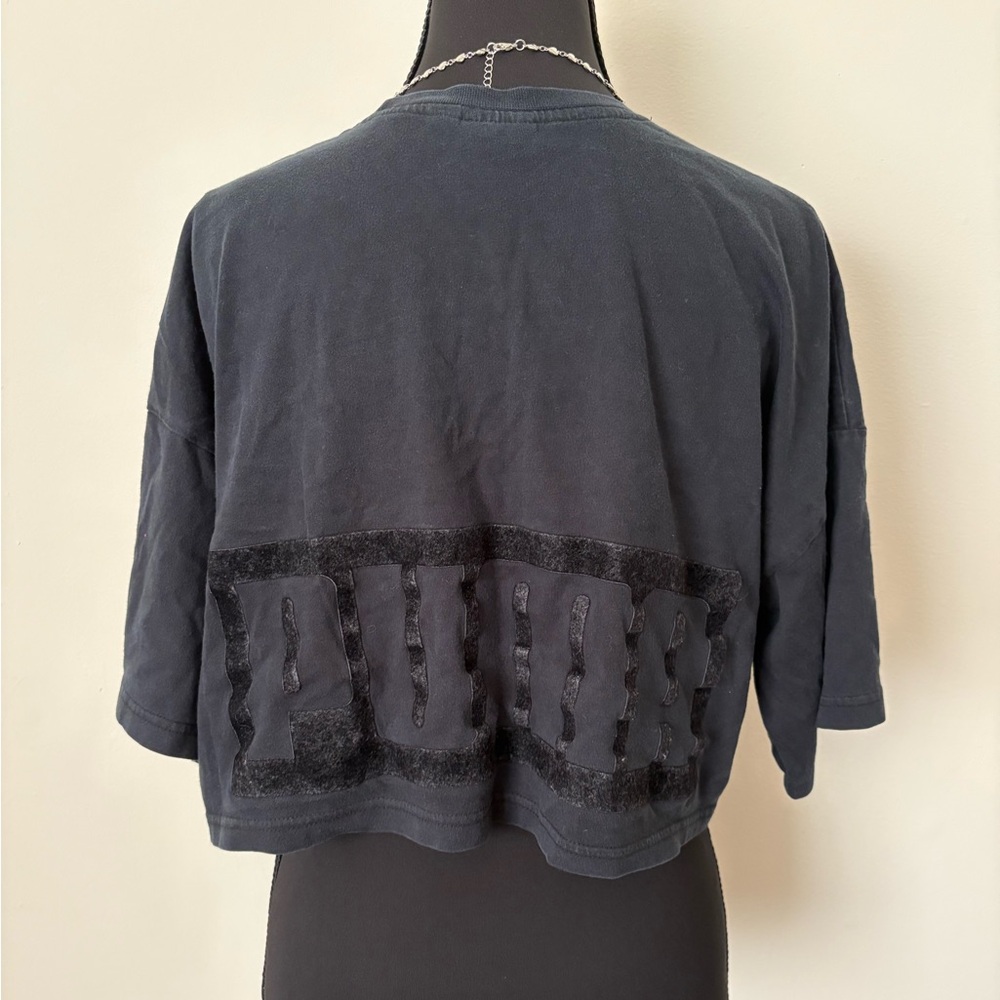 y2k Puma velvet spell out cropped tee